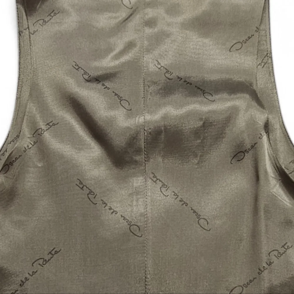 Oscar De La Renta Wool Pinstripe Dress Vest Classic Formal Waistcoat Size Med